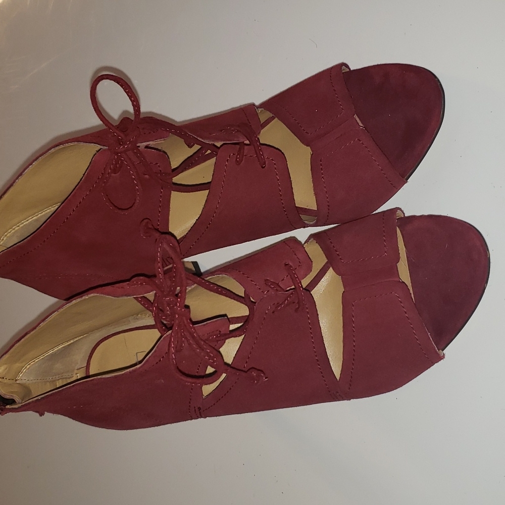 Franco Sarto Red Wine Suede Leather Heels